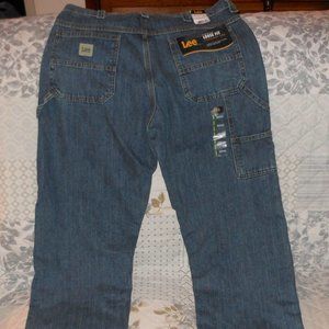 New With Tags Mens Lee Loose Fit Straight Leg Carpenter Blue Jeans Measure 34x32